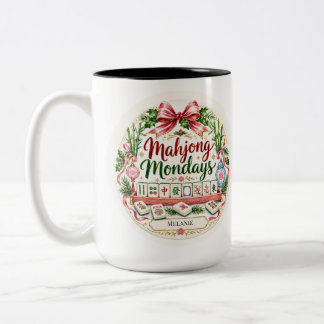 Personalisierte Mahjong-Spieler-Kaffeetasse als Ge Zweifarbige Tasse