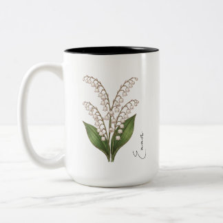 Personalisierte Maiglöckchen-Geburtsblume Zweifarbige Tasse