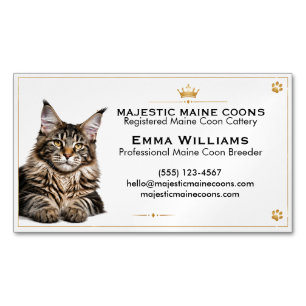Personalisierte Maine Coon Katzenzucht  Magnetische Visitenkarte