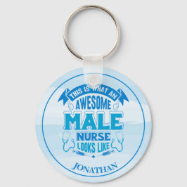 Personalisierte Male Nurse Blue Schlüsselanhänger