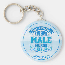 Personalisierte Male Nurse Blue Schlüsselanhänger