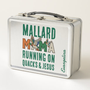 Personalisierte MALLARD MAMA Ente Mutter Metall Brotdose