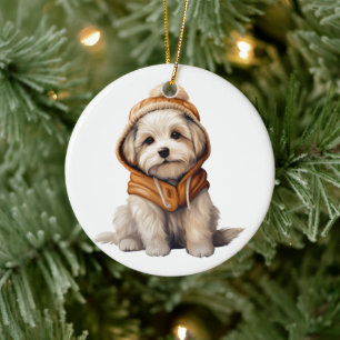 Personalisierte maltesische Hundkunst Keramik Ornament