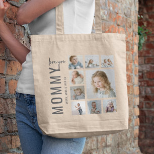 Personalisierte Mama 9 Foto-Collage Tragetasche