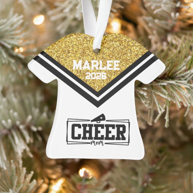 Personalisierte Mama aus Gold und Black Cheer Ornament (Baum)