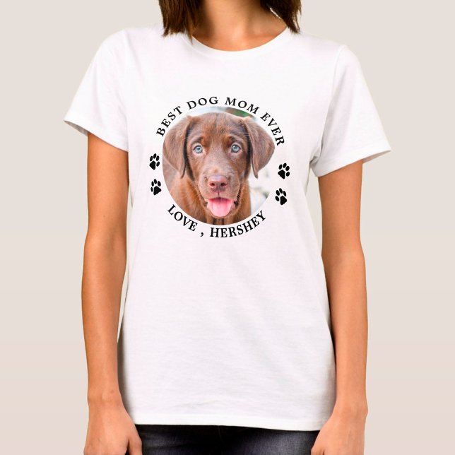 Personalisierte Mama Bester Hund je Niedliches Fot T-Shirt (Von Creator hochgeladen)