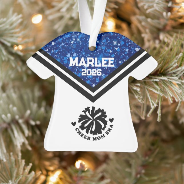 Personalisierte Mama Blue & Black Cheer Ornament (Baum)