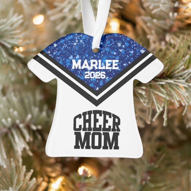 Personalisierte Mama Blue & Black Cheer Ornament (Baum)