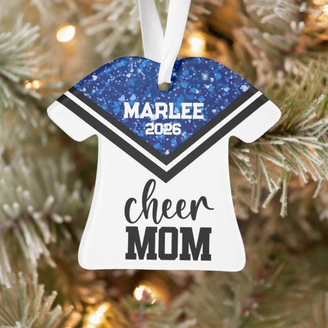 Personalisierte Mama Blue & Black Cheer Ornament (Baum)