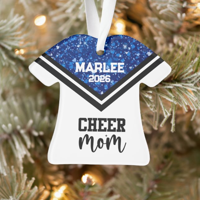 Personalisierte Mama Blue & Black Cheer Ornament (Baum)