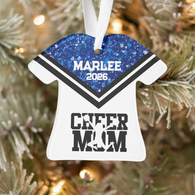 Personalisierte Mama Blue & Black Cheer Ornament (Baum)