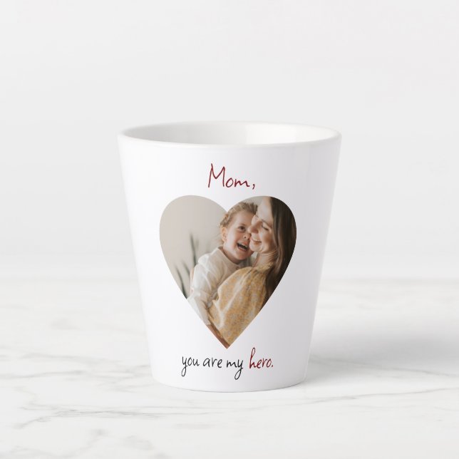 Personalisierte "Mama du bist mein Held" Latte Tas Milchtasse (Vorderseite)
