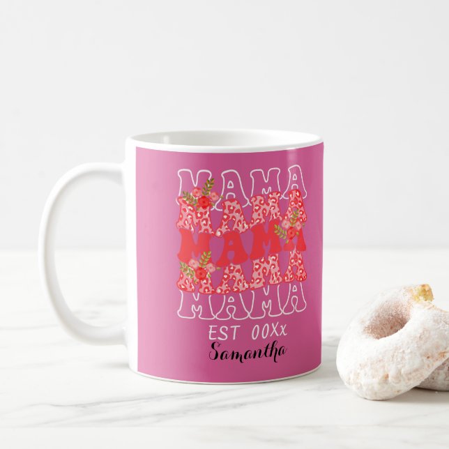 Personalisierte Mama EST Mütter Tag Kaffeetasse (Mit Donut)