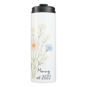 Personalisierte Mama Est. Thermaltumbler mit Blume Thermosbecher