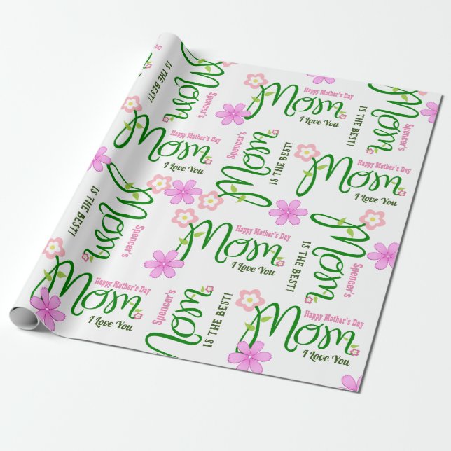 Personalisierte "Mama" Geburtstag oder Muttertag Geschenkpapier (Ungerollt)