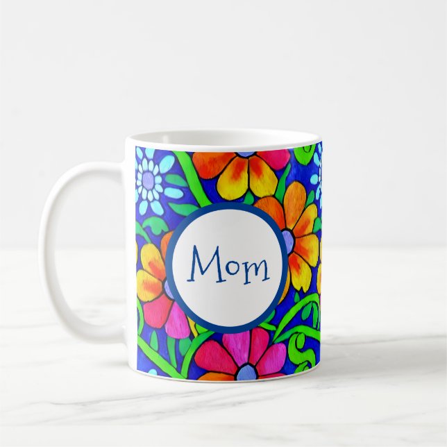 Personalisierte Mama Hübsche Blüte Kaffeetasse (Links)