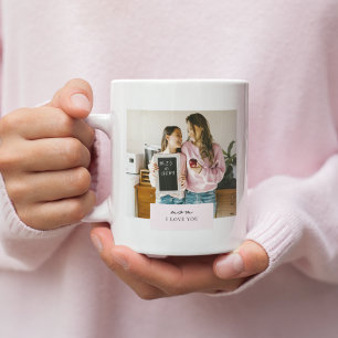 Personalisierte Mama I Liebe Sie Foto Rosa Kaffeetasse