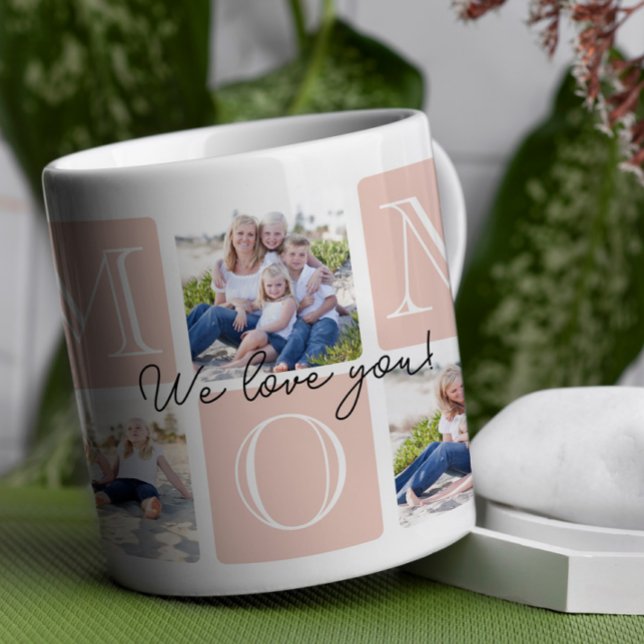 Personalisierte Mama Liebe 7 FotoCollage Kaffeetasse (Celebrate mom with a timeless and elegant design that’s as special as she is!)