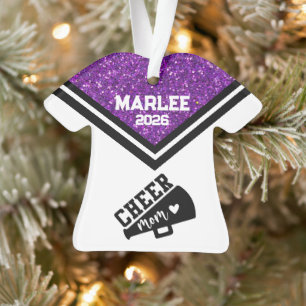 Personalisierte Mama Lila & schwarz Cheer Ornament