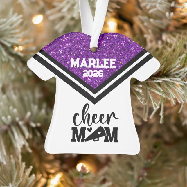 Personalisierte Mama Lila & schwarz Cheer Ornament (Baum)