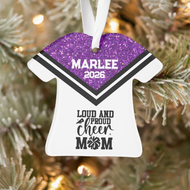 Personalisierte Mama Lila & schwarz Cheer Ornament (Baum)
