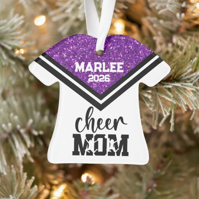 Personalisierte Mama Lila & schwarz Cheer Ornament (Baum)