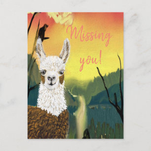 Personalisierte Mama Llama Ich vermisse Dich  Postkarte