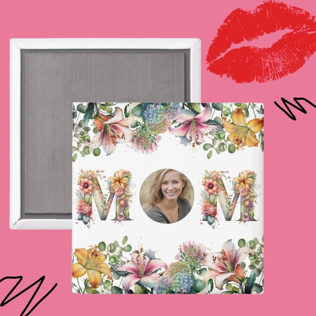 Personalisierte MAMA Mütter Tag Blume Foto Magnet (Personalised MOM Mothers Day flower Photo Magnet)