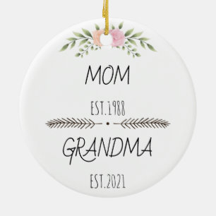 Personalisierte Mama Oma Est Custom Year, Blume Keramik Ornament