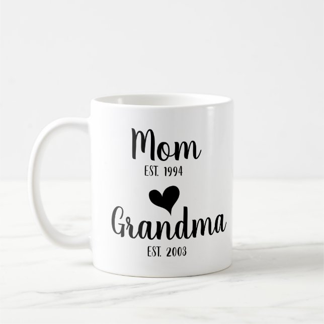 Personalisierte Mama, Oma, Oma, Oma zum ersten Mal Kaffeetasse (Links)
