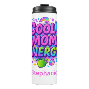 Personalisierte Mama Pink Blue Bright Neft Geschen Thermosbecher