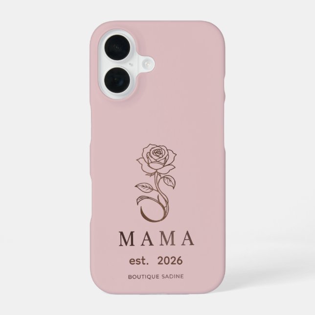 Personalisierte MAMA Rose Blush Pink iPhone-Hülle iPhone 16 Hülle (Rückseite)