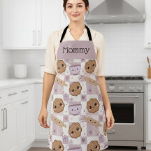 Personalisierte Mama-Schürze Kawaii Cookie Gingham