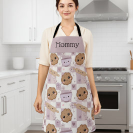 Personalisierte Mama-Schürze Kawaii Cookie Gingham Schürze