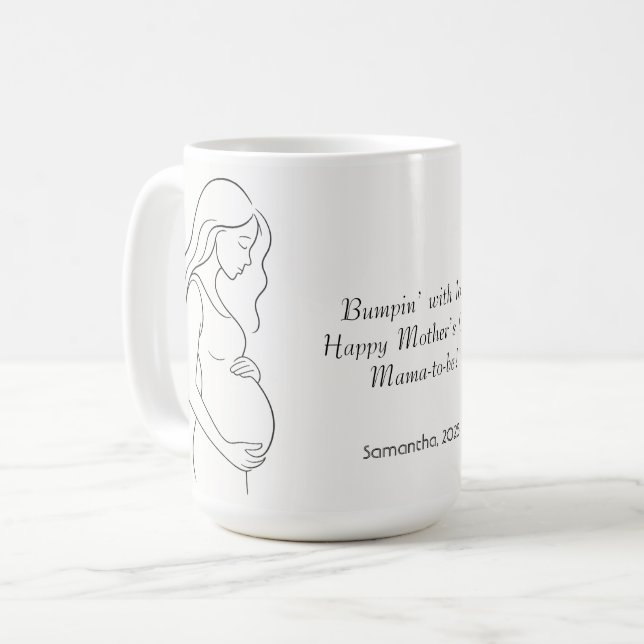 Personalisierte Mama | Schwangerschaft Silhouette  Kaffeetasse (Vorderseite Links)