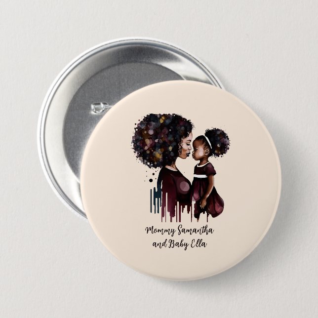 Personalisierte Mama und Tochter (4) Button (Vorne & Hinten)