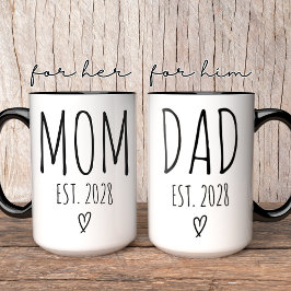 Personalisierte Mama und Vater Tasse, Babydusche Tasse