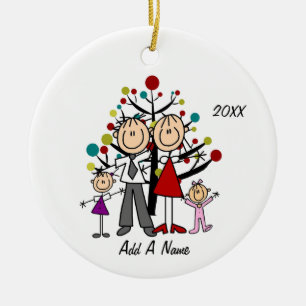 Personalisierte Mama, Vater, Mädchen, Kleinkind Keramik Ornament