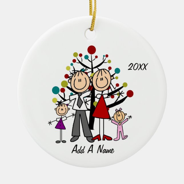 Personalisierte Mama, Vater, Mädchen, Kleinkind Keramik Ornament (Vorne)