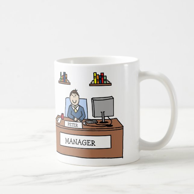 Personalisierte "Manager" Cartoon-Tasse Tasse (Rechts)