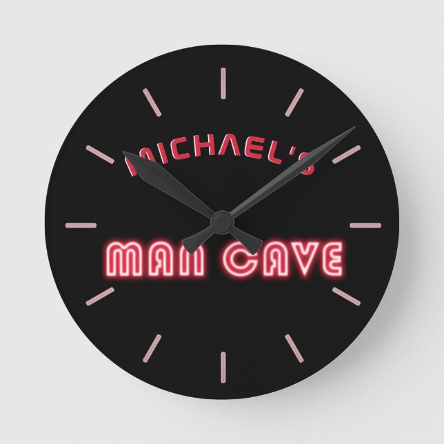 Personalisierte Mancave Bar Den Men Only Neonuhr Runde Wanduhr (Vorderseite)
