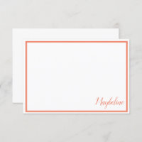 Personalisierte Mandarine und weiße Mitteilungskar