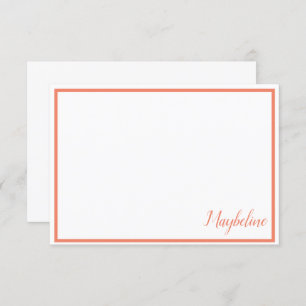 Personalisierte Mandarine und weiße Mitteilungskar Einladung