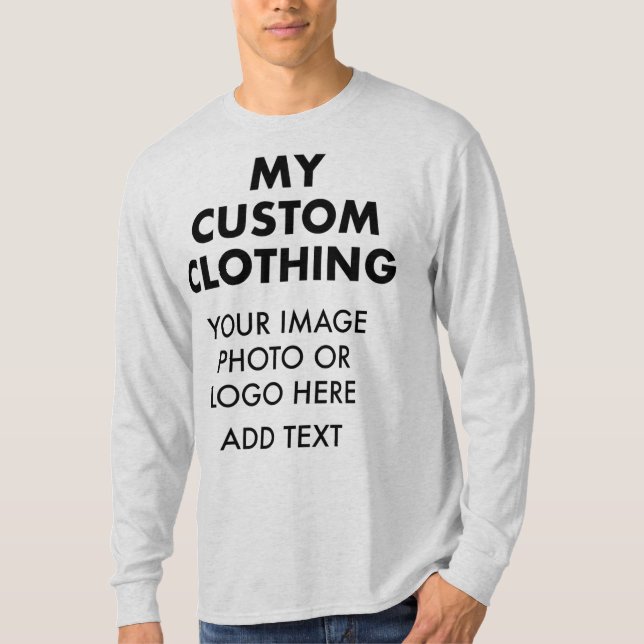 Personalisierte MÄNNER-LANGE SCHLAFE (ASH GRAY) T-Shirt (Vorderseite)