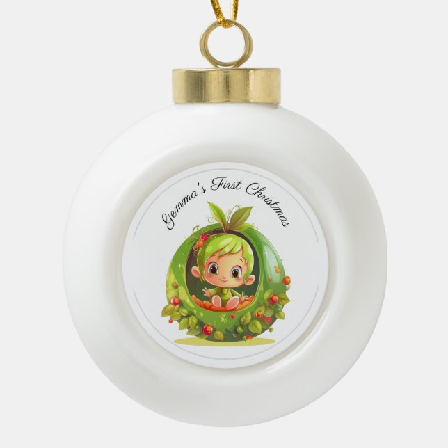 Personalisierte Märchenjause Keramik Kugel-Ornament (Vorderseite)