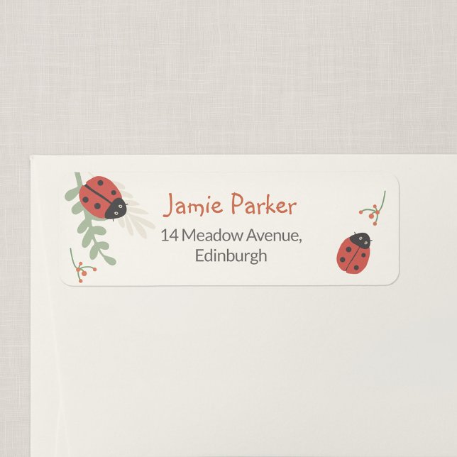 Personalisierte Marienkäfer-Rücksende-Adressetiket (Ladybird Meadow - Ladybug Return Address Label)