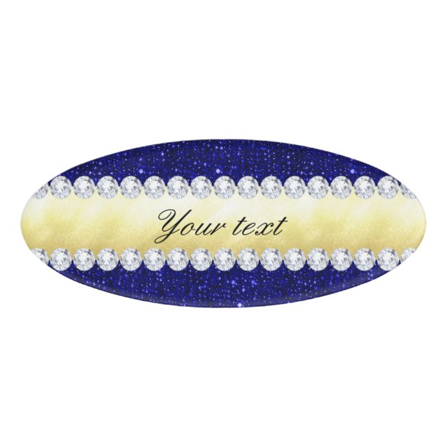 Personalisierte Marineabläufe, Gold, Diamanten Namenschild (Vorderseite)