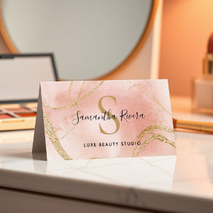 Personalisierte Marmor-Karte mit rosa Ton und gold
