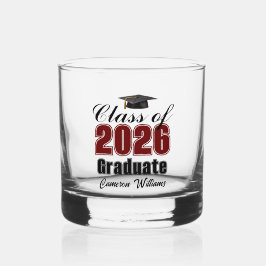 Personalisierte Maroon Black Abschlussklasse 2026 Whiskyglas