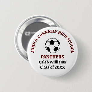 Personalisierte Maroon High School Fußballmannscha Button